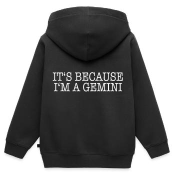 Sternzeichen Zwillinge - Kinder Premium Organic Zip Hoodie - Schwarz - Hinten - AI Model Kid Male (0cm)