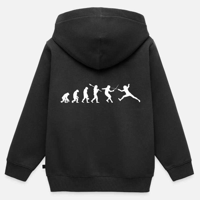 Evolución de la esgrima - Sudadera Premium con capucha y cremallera infantil orgánica - negro