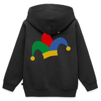 clown harlekin hofnarr kasper komiker narr witzbol - Kinder Premium Organic Zip Hoodie - Schwarz - Hinten - AI Model Kid Male (0cm)