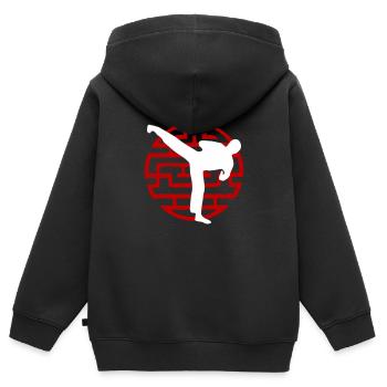 Karate Sidekick - Kinder Premium Organic Zip Hoodie - Schwarz - Hinten - AI Model Kid Male (0cm)