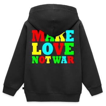 Make love not war - Kids Premium Organic Zip-up Hoodie - black - Back - AI Model Kid Male (0cm)