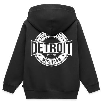 Detroit - Kinder Premium Organic Zip Hoodie - Schwarz - Hinten - AI Model Kid Male (0cm)