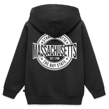 Massachusetts - Kinder Premium Organic Zip Hoodie - Schwarz - Hinten - AI Model Kid Male (0cm)