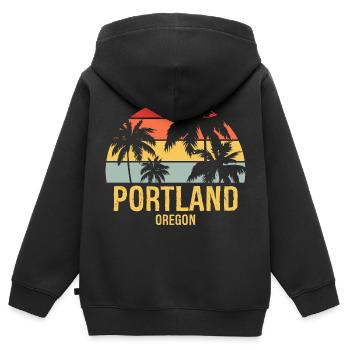 Portland - Kinder Premium Organic Zip Hoodie - Schwarz - Hinten - AI Model Kid Male (0cm)