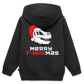 Merry T-Rexmas - Kinder Premium Organic Zip Hoodie - Schwarz - Hinten - AI Model Kid Male (0cm)