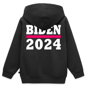 Joe biden 2024 - Sweat Premium à capuche zippé enfant bio - noir - Dos - AI Model Kid Male (0cm)