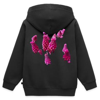 Fleurs,Fleur,Printemps,Fleurs,Jacinthes - Sweat Premium à capuche zippé enfant bio - noir - Dos - AI Model Kid Male (0cm)