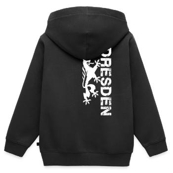 Dresden - Kinder Premium Organic Zip Hoodie - Schwarz - Hinten - AI Model Kid Male (0cm)