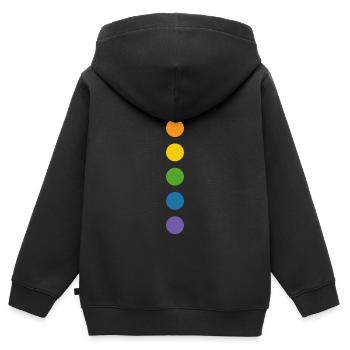 Rondes arc-en-ciel - Sweat Premium à capuche zippé enfant bio - noir - Dos - AI Model Kid Male (0cm)