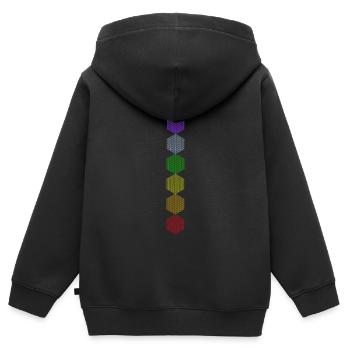 Fleur de Vie - 5ème Dimension - 7 Chakras - Sweat Premium à capuche zippé enfant bio - noir - Dos - AI Model Kid Male (0cm)