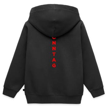 Dimanche - rouge - Sweat Premium à capuche zippé enfant bio - noir - Dos - AI Model Kid Male (0cm)