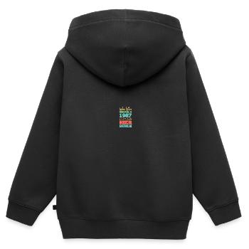 1987 - Kinder Premium Organic Zip Hoodie - Schwarz - Hinten - AI Model Kid Male (0cm)
