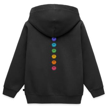 Lotus Chakras, Cosmic Energy Centers, Evolution - Sweat Premium à capuche zippé enfant bio - noir - Dos - AI Model Kid Male (0cm)