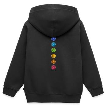 Spiral Chakras, Cosmic Energy Centers, Meditation - Sweat Premium à capuche zippé enfant bio - noir - Dos - AI Model Kid Male (0cm)