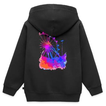 grande roue - Sweat Premium à capuche zippé enfant bio - noir - Dos - AI Model Kid Male (0cm)