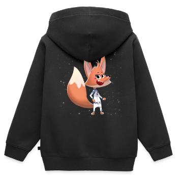 Fox « Hannah » - animaux de la forêt pour les enfants drôles - Sweat Premium à capuche zippé enfant bio - noir - Dos - AI Model Kid Male (0cm)