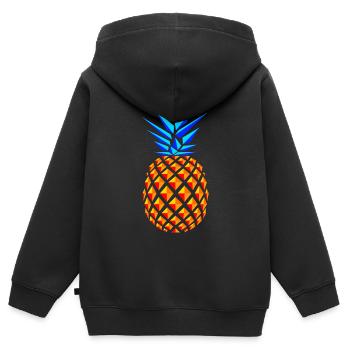 TREND PINEAPPLES - Kinder Premium Organic Zip Hoodie - Schwarz - Hinten - AI Model Kid Male (0cm)