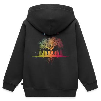 Nature colorées racines des arbres gratte-ciel City Bird Maison - Sweat Premium à capuche zippé enfant bio - noir - Dos - AI Model Kid Male (0cm)