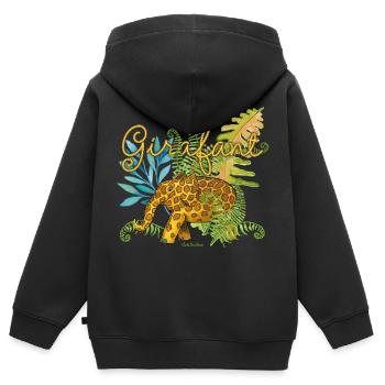 Girafant dans la jungle - Sweat Premium à capuche zippé enfant bio - noir - Dos - AI Model Kid Male (0cm)