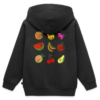 Salade de fruits - Sweat Premium à capuche zippé enfant bio - noir - Dos - AI Model Kid Male (0cm)
