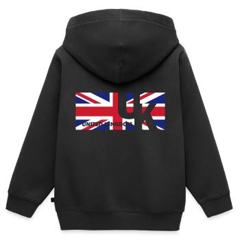 Drapeau anglais drapeau cadeau anglais - Sweat Premium à capuche zippé enfant bio - noir - Dos - AI Model Kid Male (0cm)