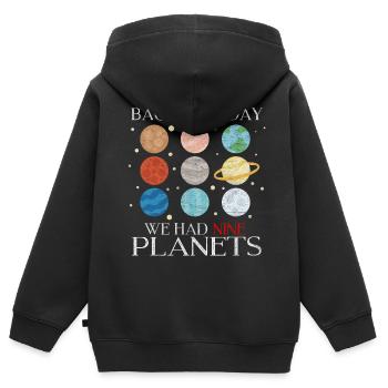 Planet Pluton - Sweat Premium à capuche zippé enfant bio - noir - Dos - AI Model Kid Male (0cm)