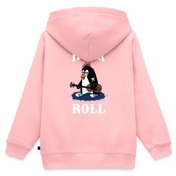 RocknRoll Rocker Tattoo Pinguin Musik Musiker - Kinder Premium Organic Zip Hoodie - Rosa - Hinten - AI Model Kid Female (0cm)