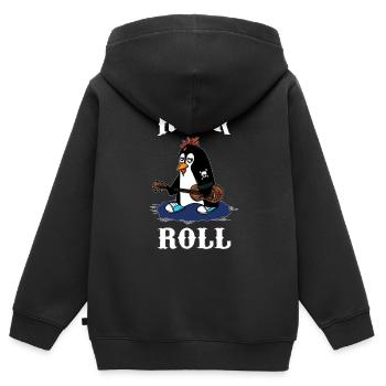 RocknRoll Rocker Tattoo Pinguin Musik Musiker - Kinder Premium Organic Zip Hoodie - Schwarz - Hinten - AI Model Kid Male (0cm)