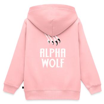 Alpha Wolf - Kinder Premium Organic Zip Hoodie - Rosa - Hinten - AI Model Kid Female (0cm)
