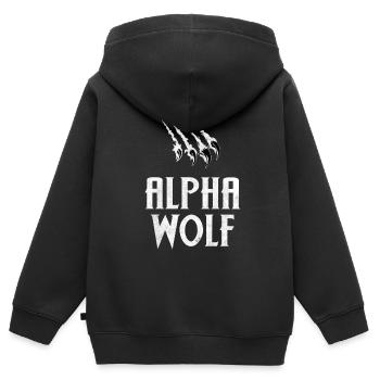 Alpha Wolf - Sweat Premium à capuche zippé enfant bio - noir - Dos - AI Model Kid Male (0cm)