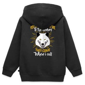 Wolf Wölfe - Kinder Premium Organic Zip Hoodie - Schwarz - Hinten - AI Model Kid Male (0cm)