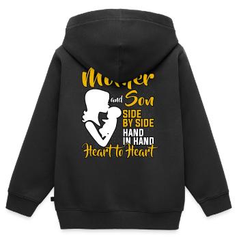 Mutter und Sohn Mama Mom Muttertag Mutterliebe - Kinder Premium Organic Zip Hoodie - Schwarz - Hinten - AI Model Kid Male (0cm)