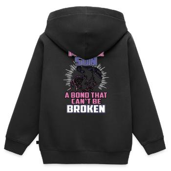 Mutter und Sohn Mama Kind Mutterliebe Mom - Kinder Premium Organic Zip Hoodie - Schwarz - Hinten - AI Model Kid Male (0cm)