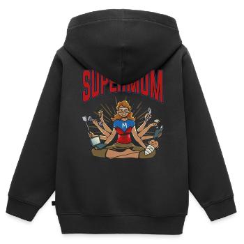 Mutterschaft Mutter Superheld Supermama Supermom - Kinder Premium Organic Zip Hoodie - Schwarz - Hinten - AI Model Kid Male (0cm)