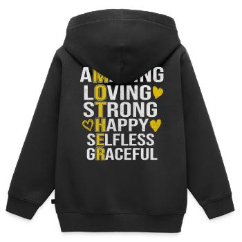 Maternité maman amour maman cadeau de maman maman - Sweat Premium à capuche zippé enfant bio - noir - Dos - AI Model Kid Male (0cm)