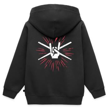 RocknRoll Rockmusik Drums Baguettes de Batterie - Sweat Premium à capuche zippé enfant bio - noir - Dos - AI Model Kid Male (0cm)