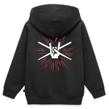 Drum Schlagzeug Drummer RocknRoll Schlagzeuger - Kinder Premium Organic Zip Hoodie - Schwarz - Hinten - AI Model Kid Male (0cm)