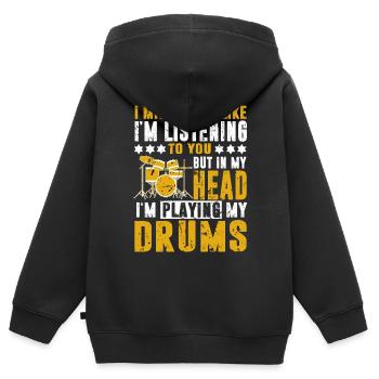 Batterie Batterie Batterie Batteur Percussion Rocknroll - Sweat Premium à capuche zippé enfant bio - noir - Dos - AI Model Kid Male (0cm)
