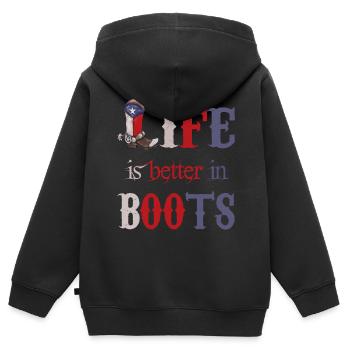 Texas Dallas Cowboy Bottes Wild West Western - Sweat Premium à capuche zippé enfant bio - noir - Dos - AI Model Kid Male (0cm)