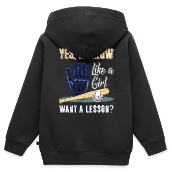 Baseball Softball Baseballschläger Handschuh Sport - Kinder Premium Organic Zip Hoodie - Schwarz - Hinten - AI Model Kid Male (0cm)