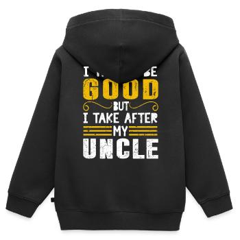 Onkel Neffe Familie lustige witzige Sprüche Witz - Kinder Premium Organic Zip Hoodie - Schwarz - Hinten - AI Model Kid Male (0cm)