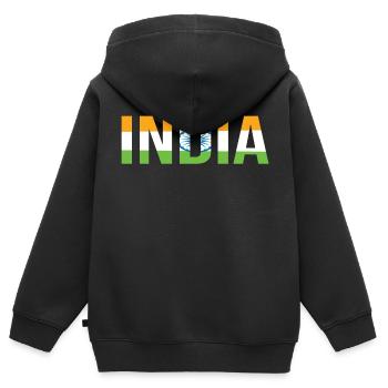 Inde - Sweat Premium à capuche zippé enfant bio - noir - Dos - AI Model Kid Male (0cm)