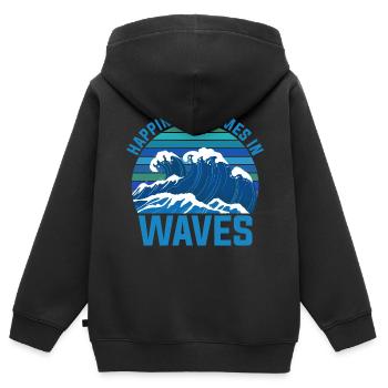 Surfen Wellen Wellenreiten coole Sprüche - Kinder Premium Organic Zip Hoodie - Schwarz - Hinten - AI Model Kid Male (0cm)