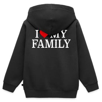 Familie - Kinder Premium Organic Zip Hoodie - Schwarz - Hinten - AI Model Kid Male (0cm)