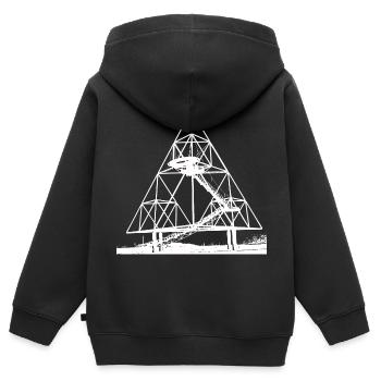 TÉTRAÈDER BLANC - Sweat Premium à capuche zippé enfant bio - noir - Dos - AI Model Kid Male (0cm)