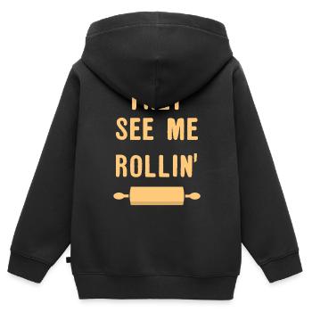 Backen Bäcker Bäckerei - Kinder Premium Organic Zip Hoodie - Schwarz - Hinten - AI Model Kid Male (0cm)
