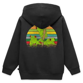 Retro frogs frog - Kids Premium Organic Zip-up Hoodie - black - Back - AI Model Kid Male (0cm)