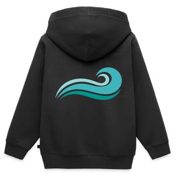 Welle - Kinder Premium Organic Zip Hoodie - Schwarz - Hinten - AI Model Kid Male (0cm)