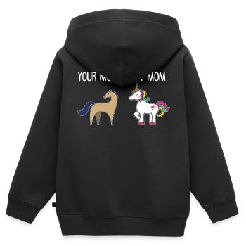 Einhorn Unicorn lustige Tiere Mom Pferd - Kinder Premium Organic Zip Hoodie - Schwarz - Hinten - AI Model Kid Male (0cm)