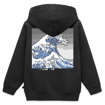 La grande vague au large de Knittingawa - Sweat Premium à capuche zippé enfant bio - noir - Dos - AI Model Kid Male (0cm)